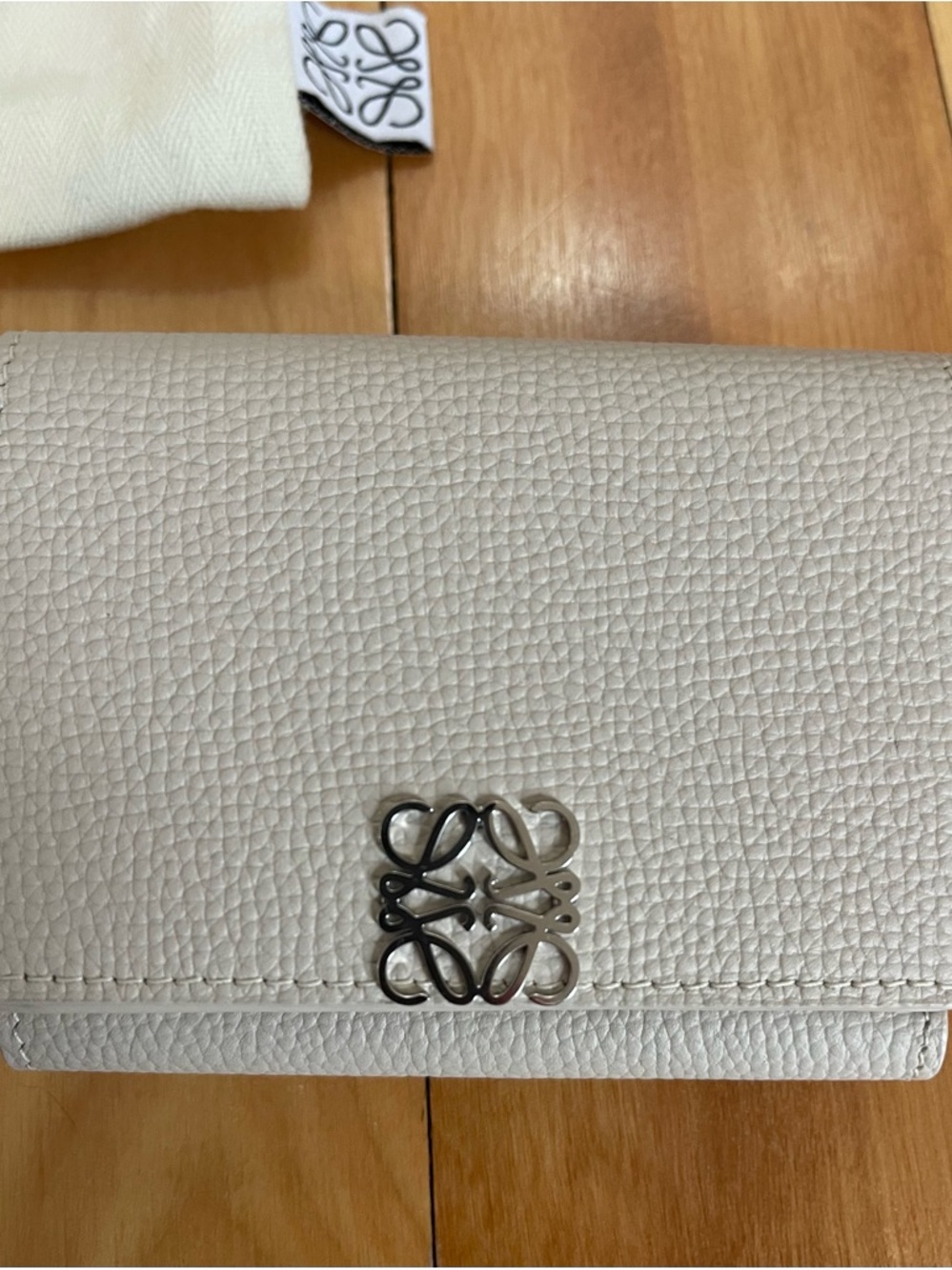Loewe Trifold Textured Leather Wallet with Silver Anagram